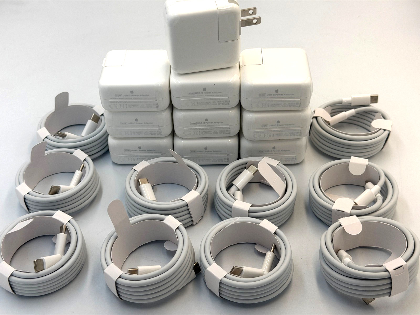 Genuine Apple 30W USB-C Power Adapter With Bonus 2M USB-C Cable Lot of 10