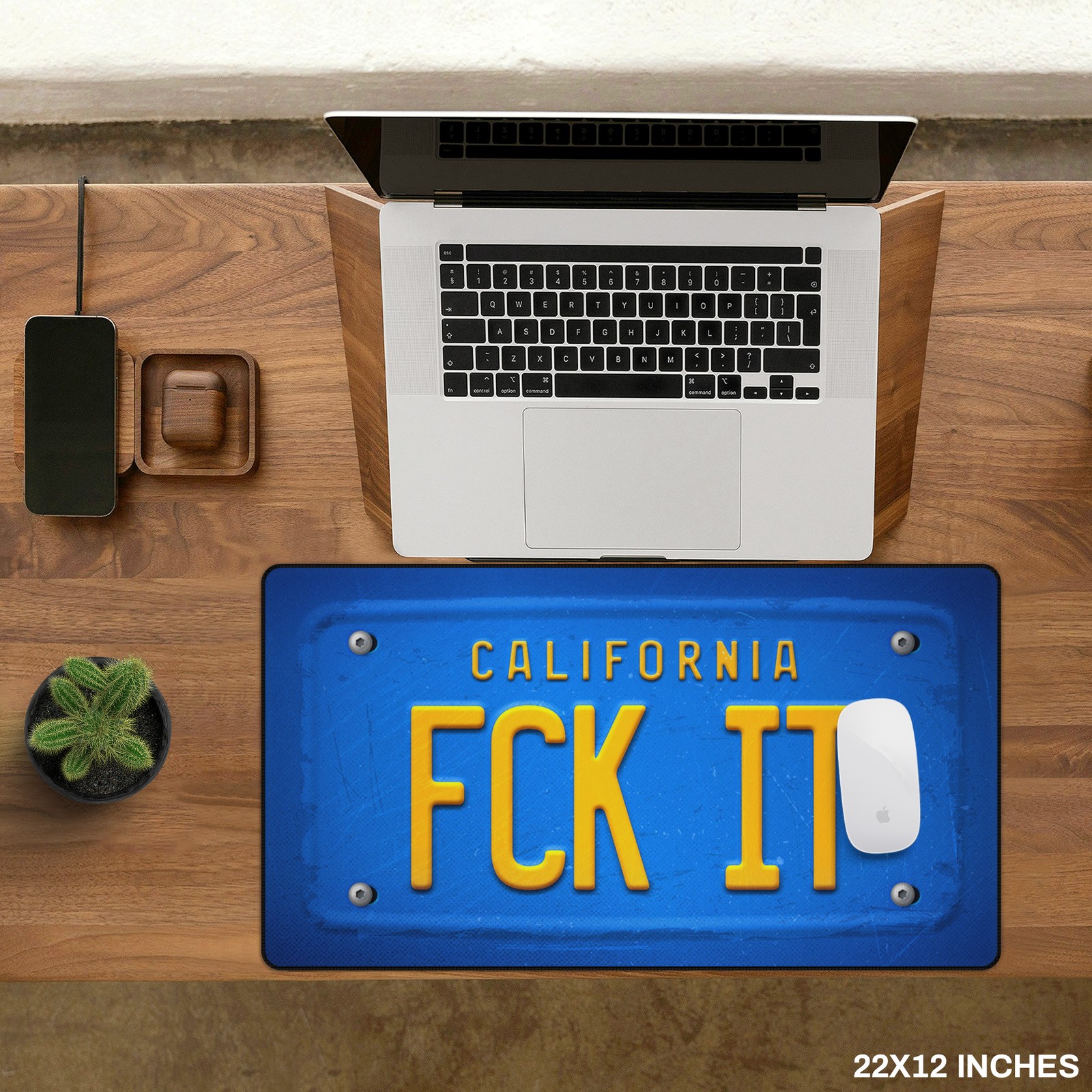 FCK IT California Plate Deskmat, Friday Comedy Movie–Inspired XL Gaming Mousepad