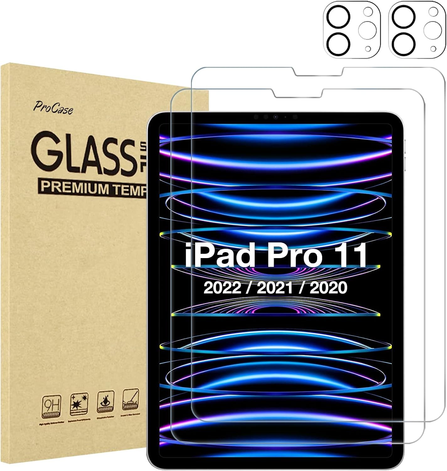 2+2 Pack Screen Protector for iPad Pro 11" Gen 4/3/2 | Tempered Glass & Lens Gua