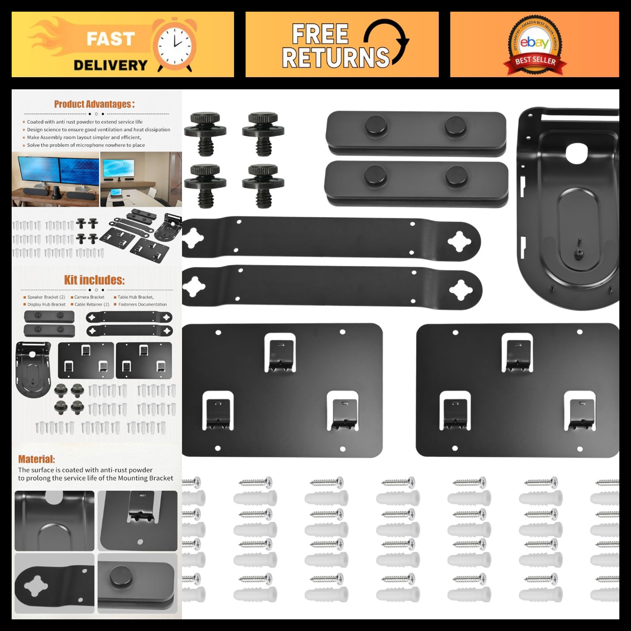 Mounting Kit for Logitech Rally & Rally Plus System - Easy Installation, Durable
