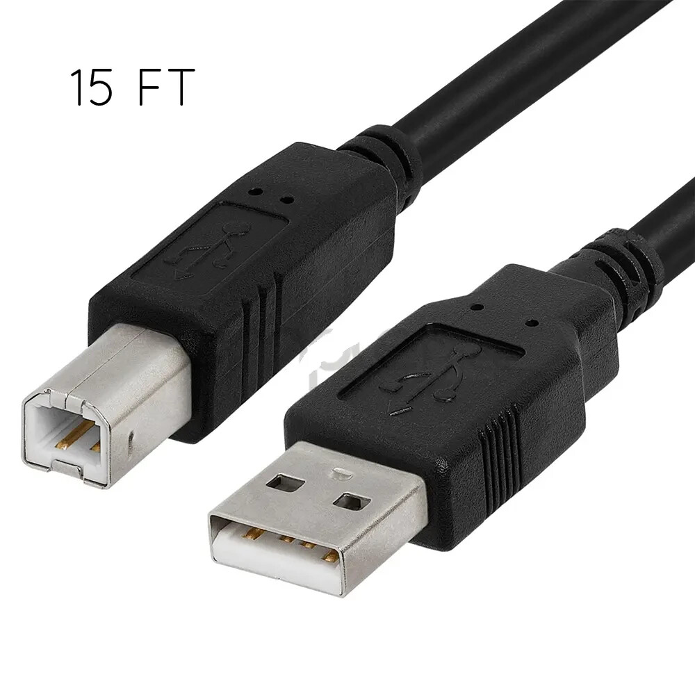 15ft USB 2.0 A Male to USB B Male Printer Scanner Cable Cord 5 Pack New