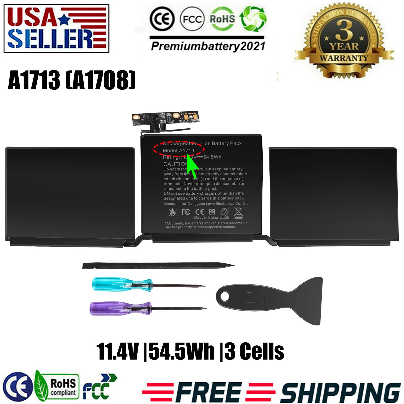 ✅A2159 A2171 A1713 Battery For Apple MacBook Pro 13"A2289 A2338 Retina 2019 2020