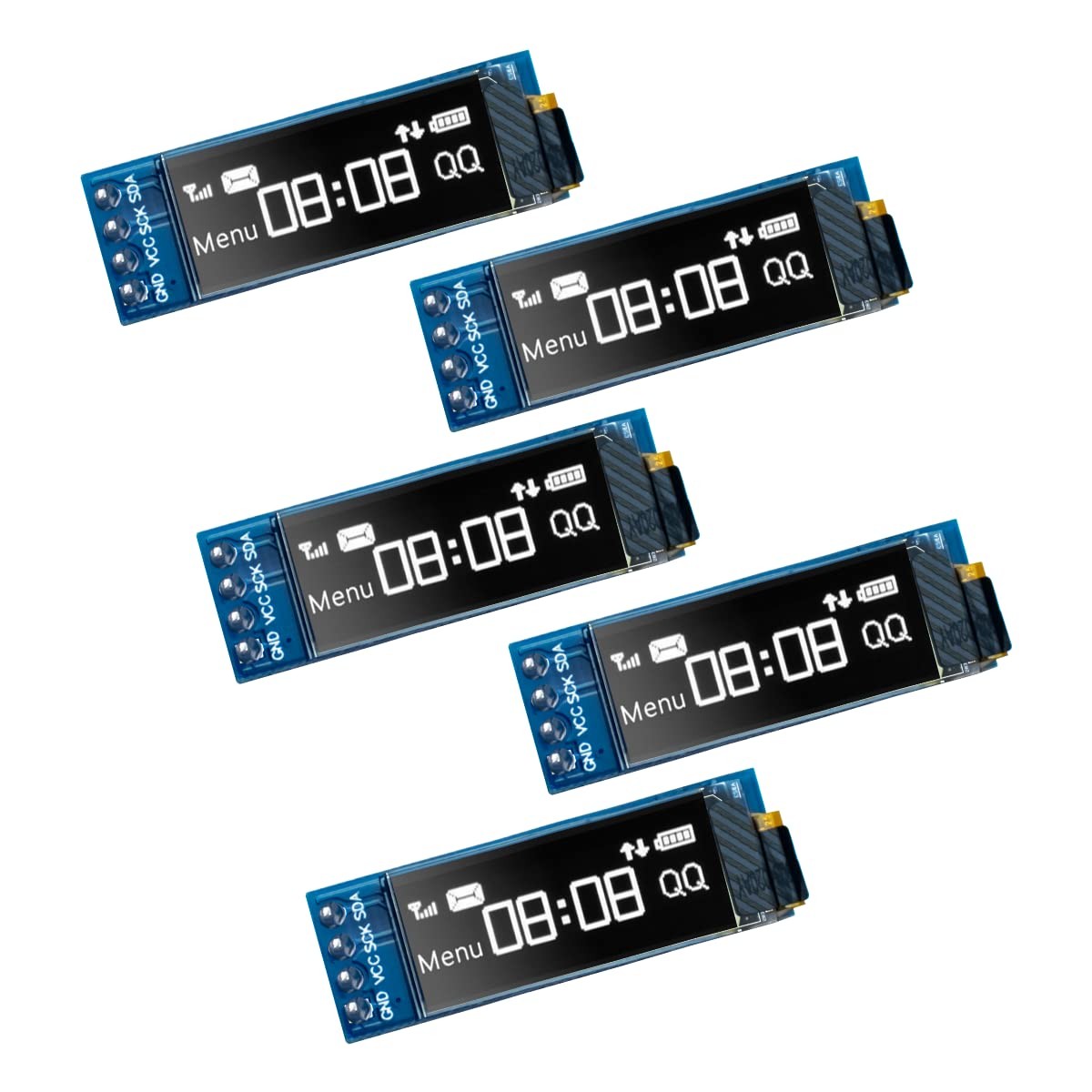 5 Pcs 0.91 Inch I2C OLED Display Module IIC OLED Screen DC 3.3V~5V Compatible...
