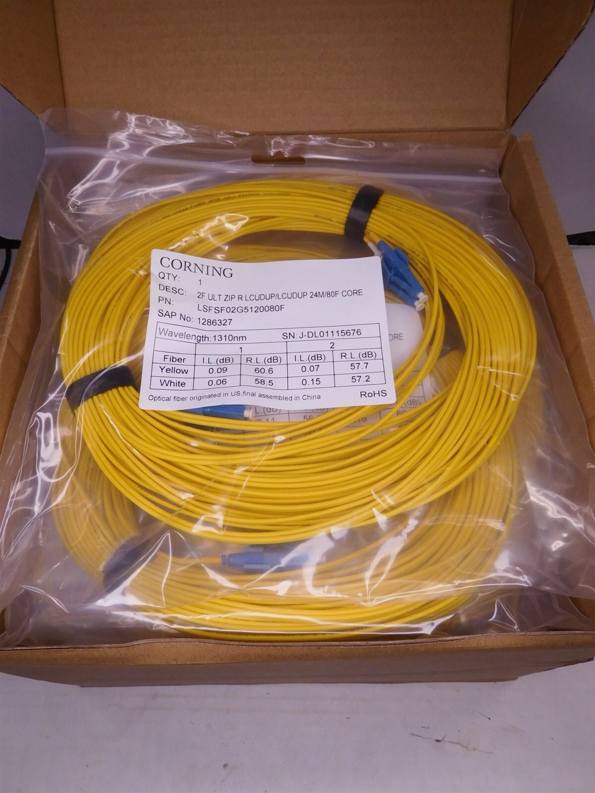 (15) Corning 2F ULT ZIP R LCUDUP/LCUDUP 24m/80F Fiber Optic Cables (S11-0)