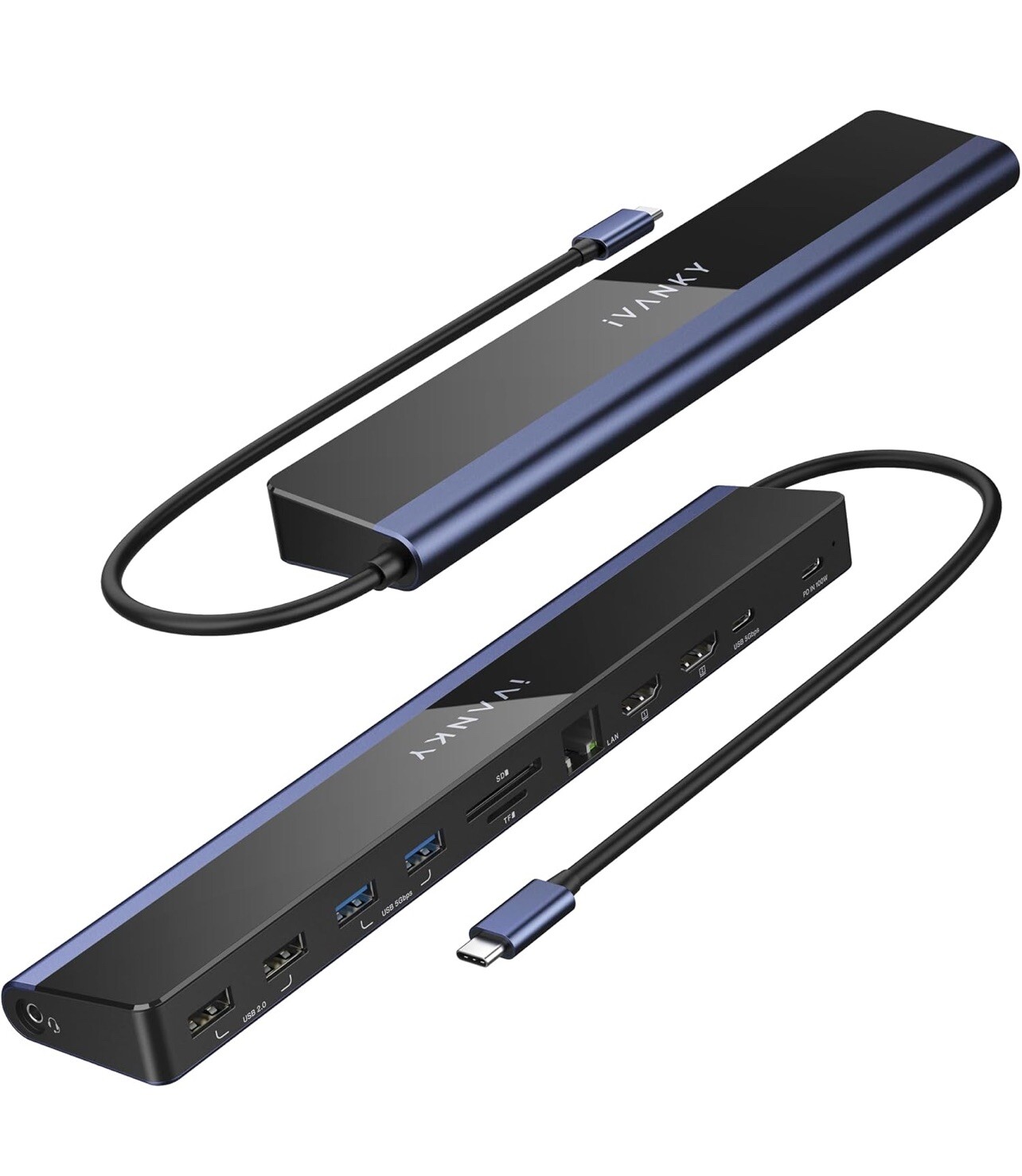 iVANKY Laptop Docking Station Dual Monitor 4K@60Hz, 12-in-1 USB C Dock