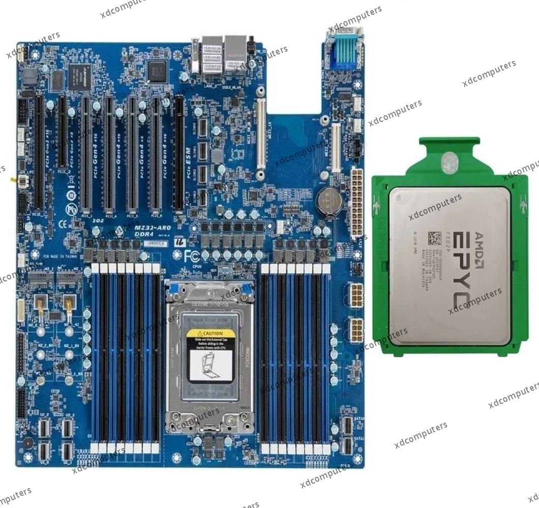 Gigabyte MZ32-AR0 Rev 1.0 Motherboard + AMD EPYC 7302P Unlocked CPU Processor
