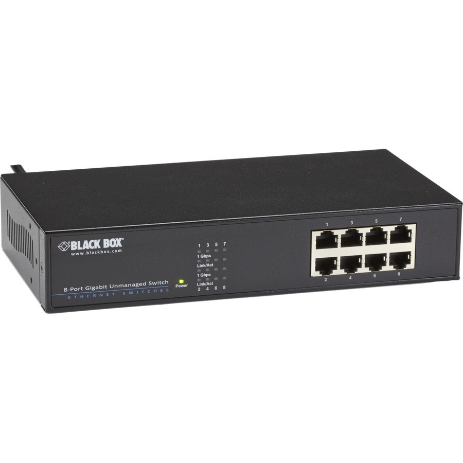 Black Box Ethernet Switch - 8 Network - 2 Layer Supported - 1U - Rack-mountable