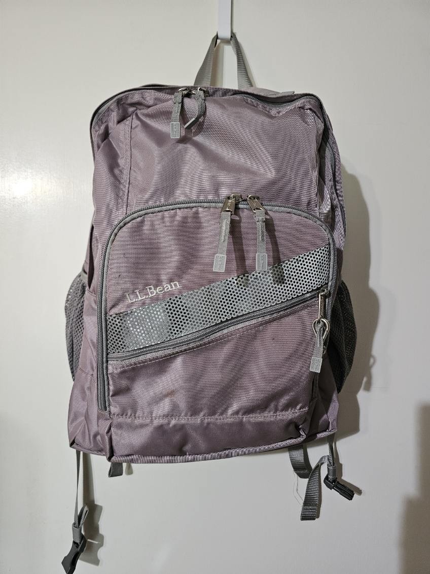 LL Bean Lavender Deluxe Backpack IV Laptop Bag Reflective Used