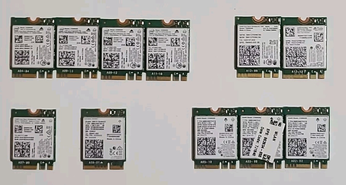 Lot Of 11x INTEL WiFi Cards 433Mbps (Bluetooth 4.0,4.2,5.1) 802.11AC WLAN 