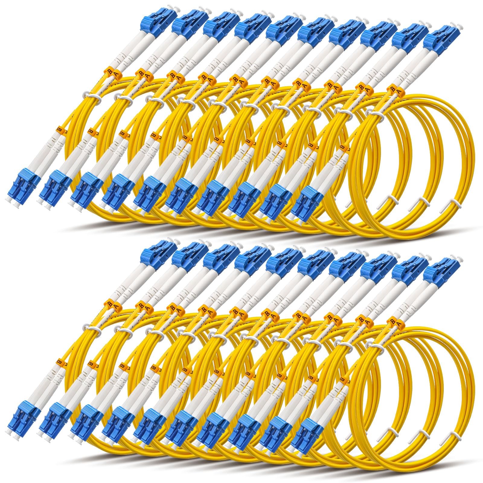 20 PCS LC To LC Fiber Patch Cable 3.28 FT 1M OS2 Single Mode Optic Duplex