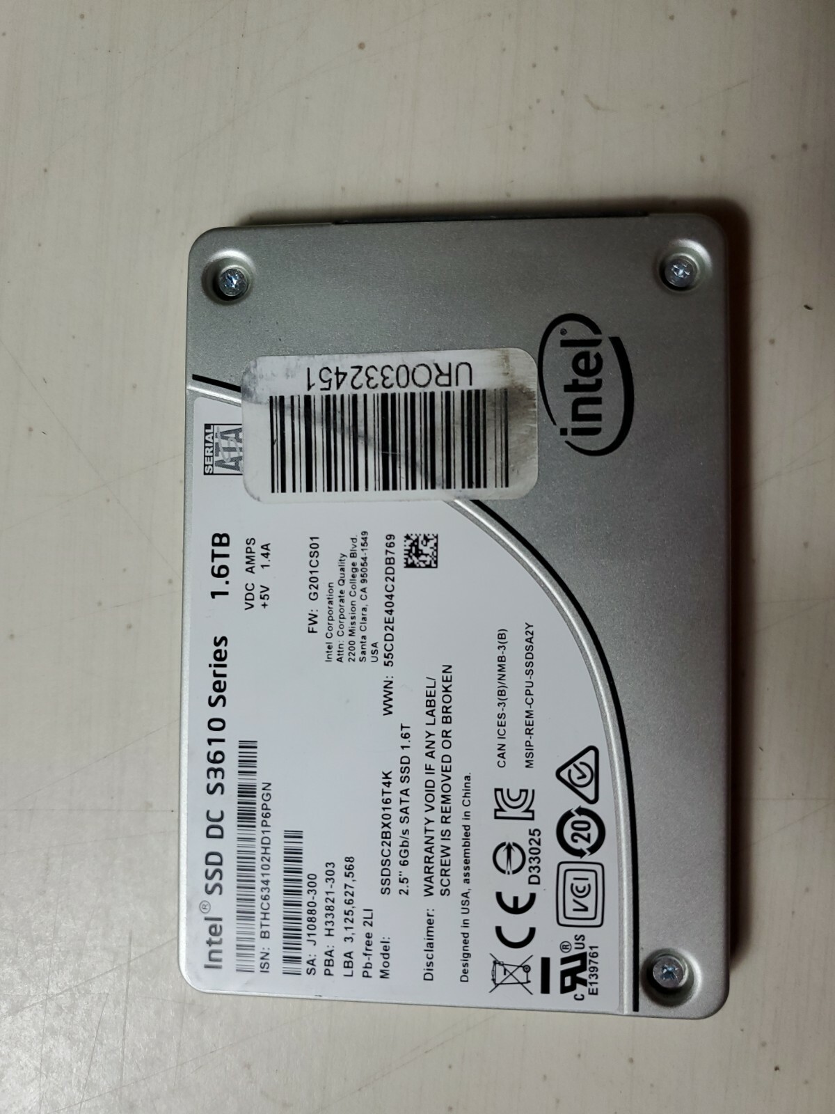 Intel Ssd Dc S3610 1.6 Tb SSDSC2BX016T4K