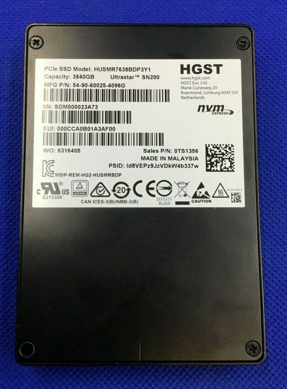 HUSMR7638BDP3Y1 Hitachi Ultrastar SN200 3.84TB 2.5in 126.0GB/s MLC PCIe SSD