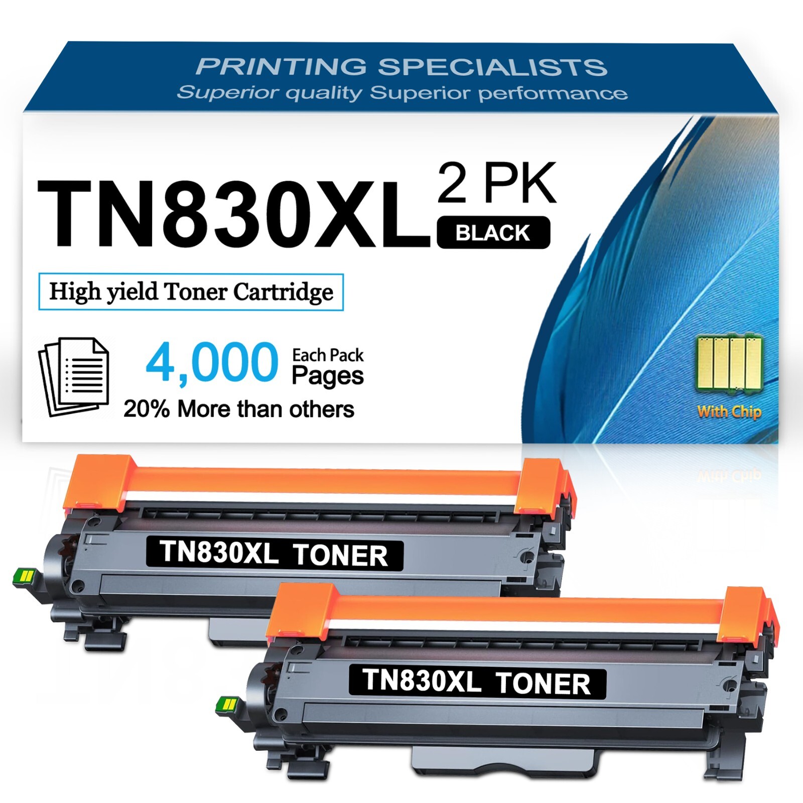 2 Pack TN830XL Toner High Yield replacement TN-830XL HL-L2480DW DCP-L2640DW