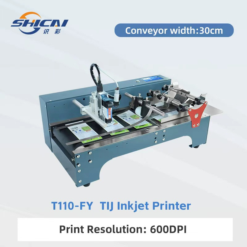 12.7mm Auto Paging TIJ Inkjet Coding Machine for Bag Pouch Card Date QR