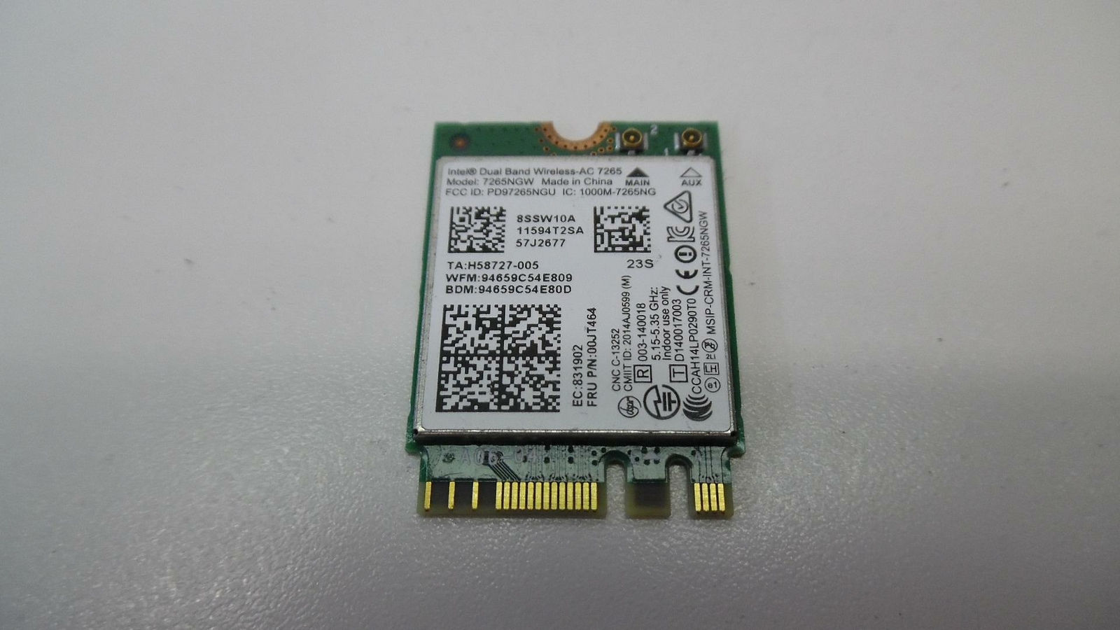 Genuine Intel Dual Band Wireless-AC 7265NGW WiFi/Bluetooth Card - 0K57GX