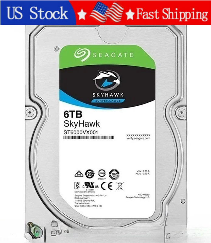 New Seagate ST6000VX001 SkyHawk 6TB 256MB Cache 3.5" SATA 6Gb/s Surveillance HDD