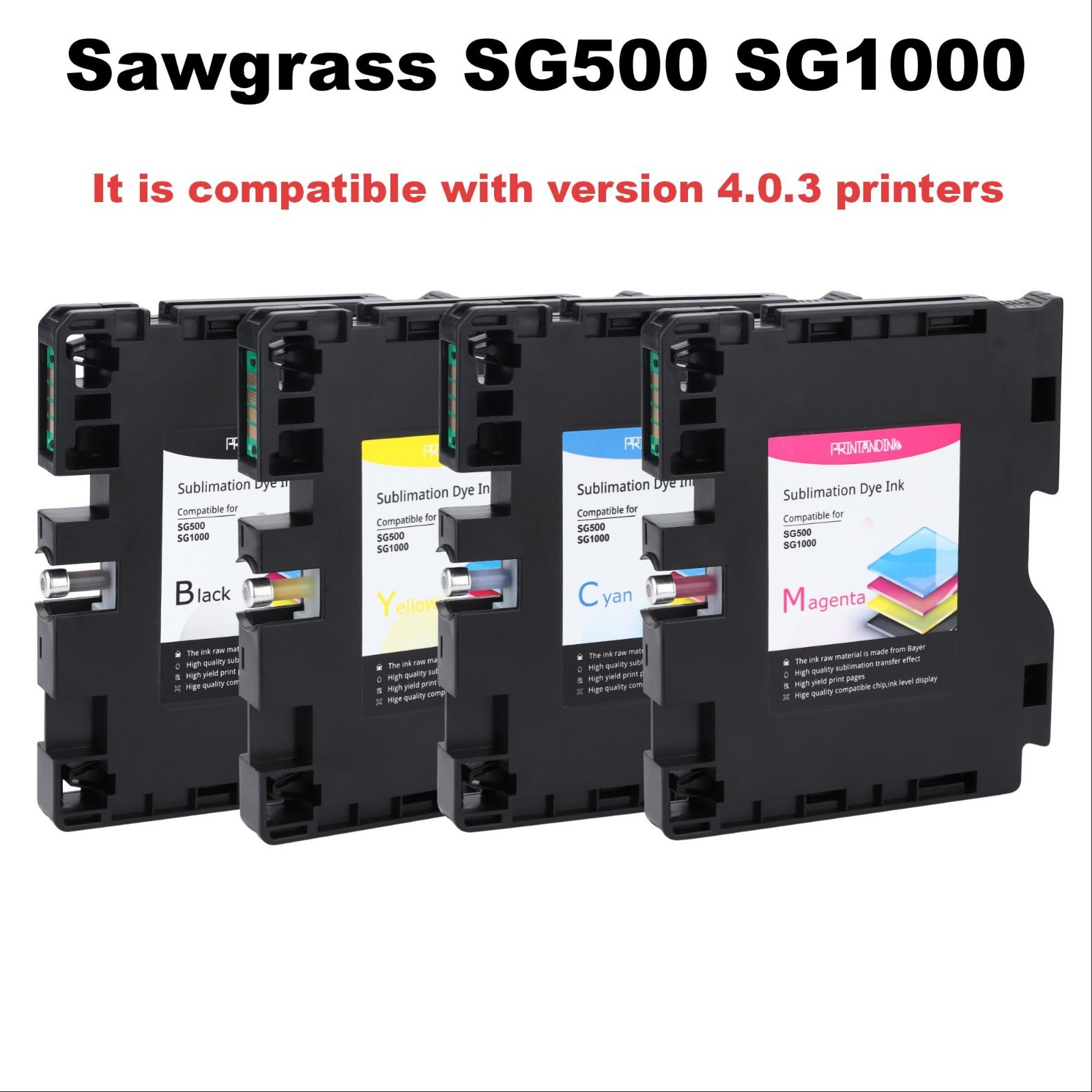 Latest Sawgrass SG500 SG1000 Heat transfer dye Sublimation Set Ink Cartridges