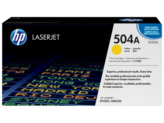 HP 504A Yellow Original LaserJet Toner Cartridge, ~7,000 pages, CE252A
