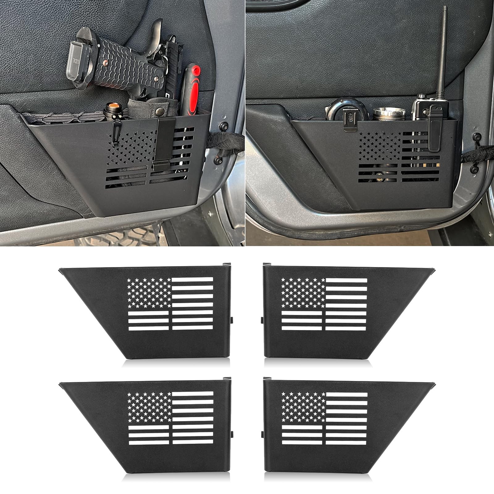 MAIKER 4PCS Metal Front Rear Door Storage Box Compatible with 2007-2018 Jeep ...
