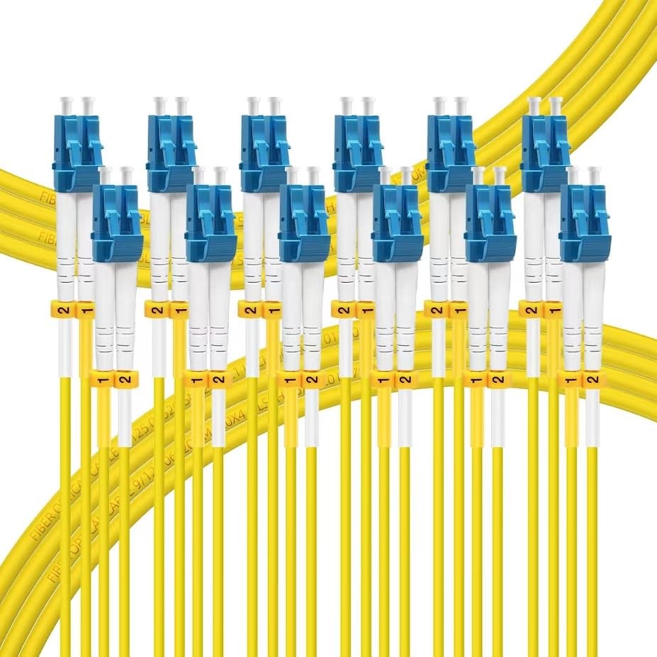 6 PCS OS2 LC To LC Fiber Patch Cable Single Mode Duplex 9/125um Yellow 0.5M