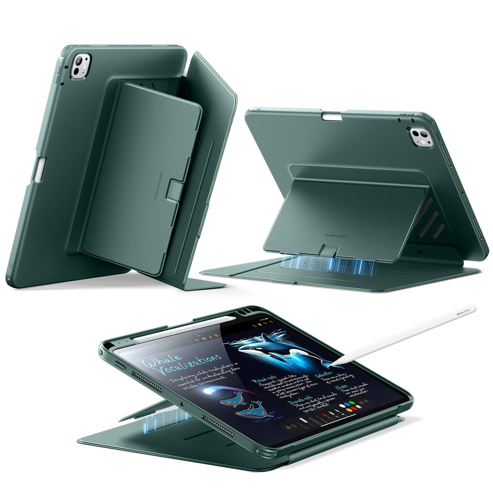 ESR iPad Pro 11 Flip Series Case M5 M4 Pencil Holder Stand Green