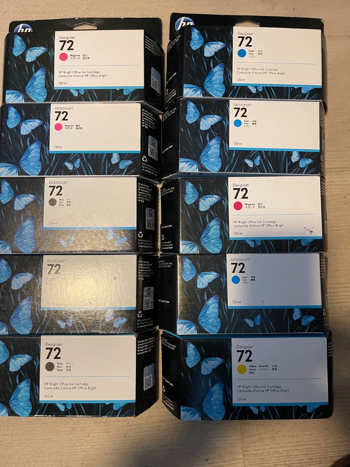 LOT OF 10: GENUINE - HP DESIGNJET 72 C9403A C9371A C9372A C9373A C9374A - EXPIRE