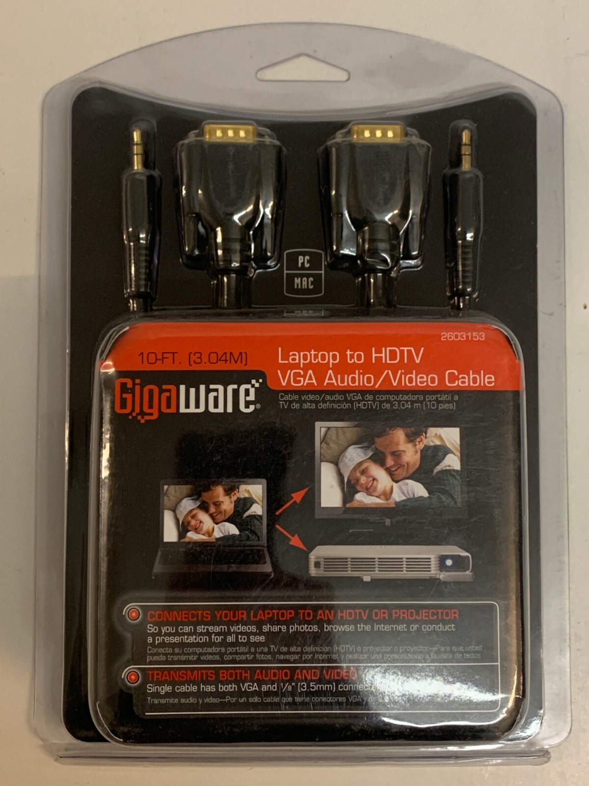 10-Foot VGA Cable with 3.5mm Audio Cord 10' FT Black Laptop HDTV Monitor 1080p
