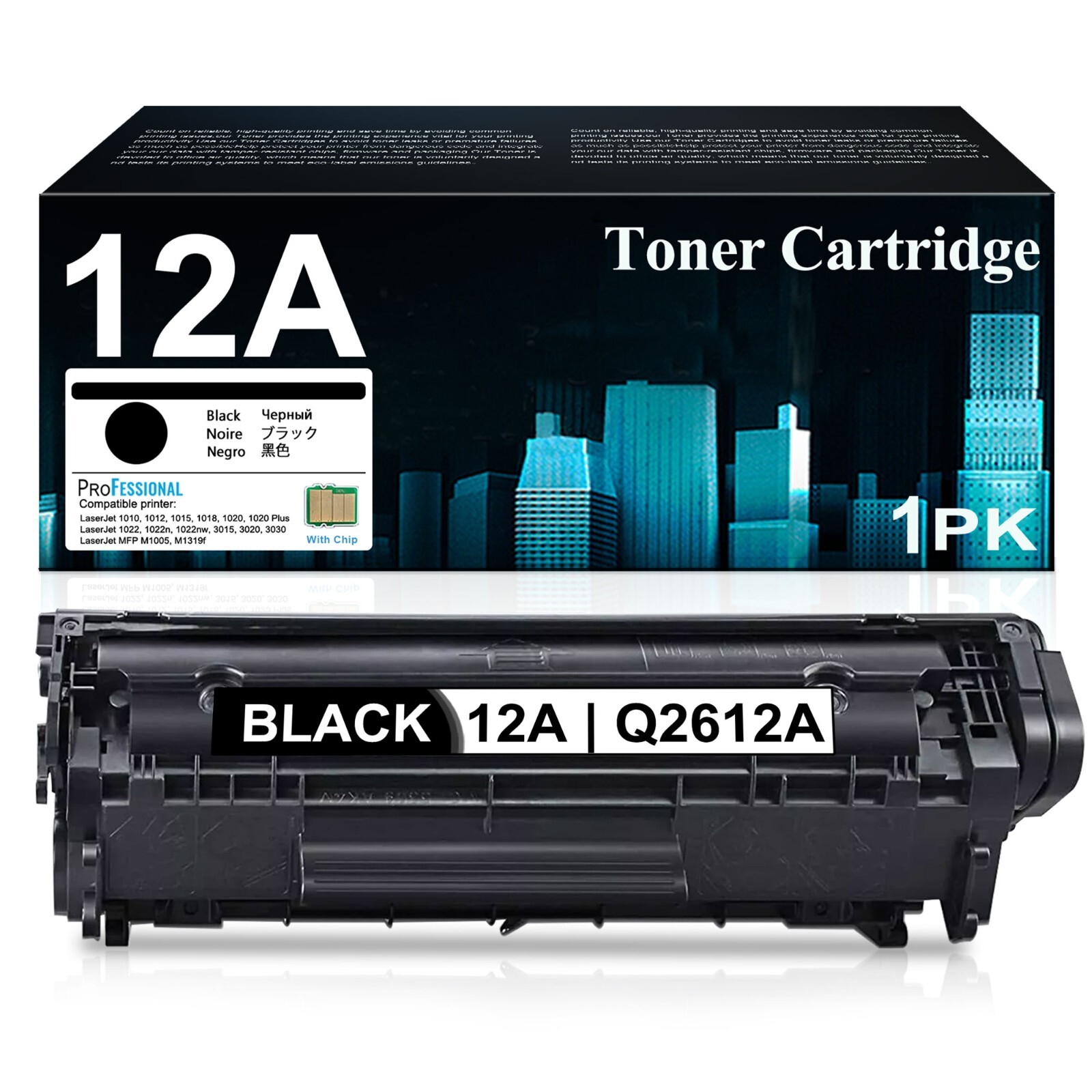 12A Black Toner Cartridge with Chip for HP 12A Q2612A LaserJet 1022 1020 M1005