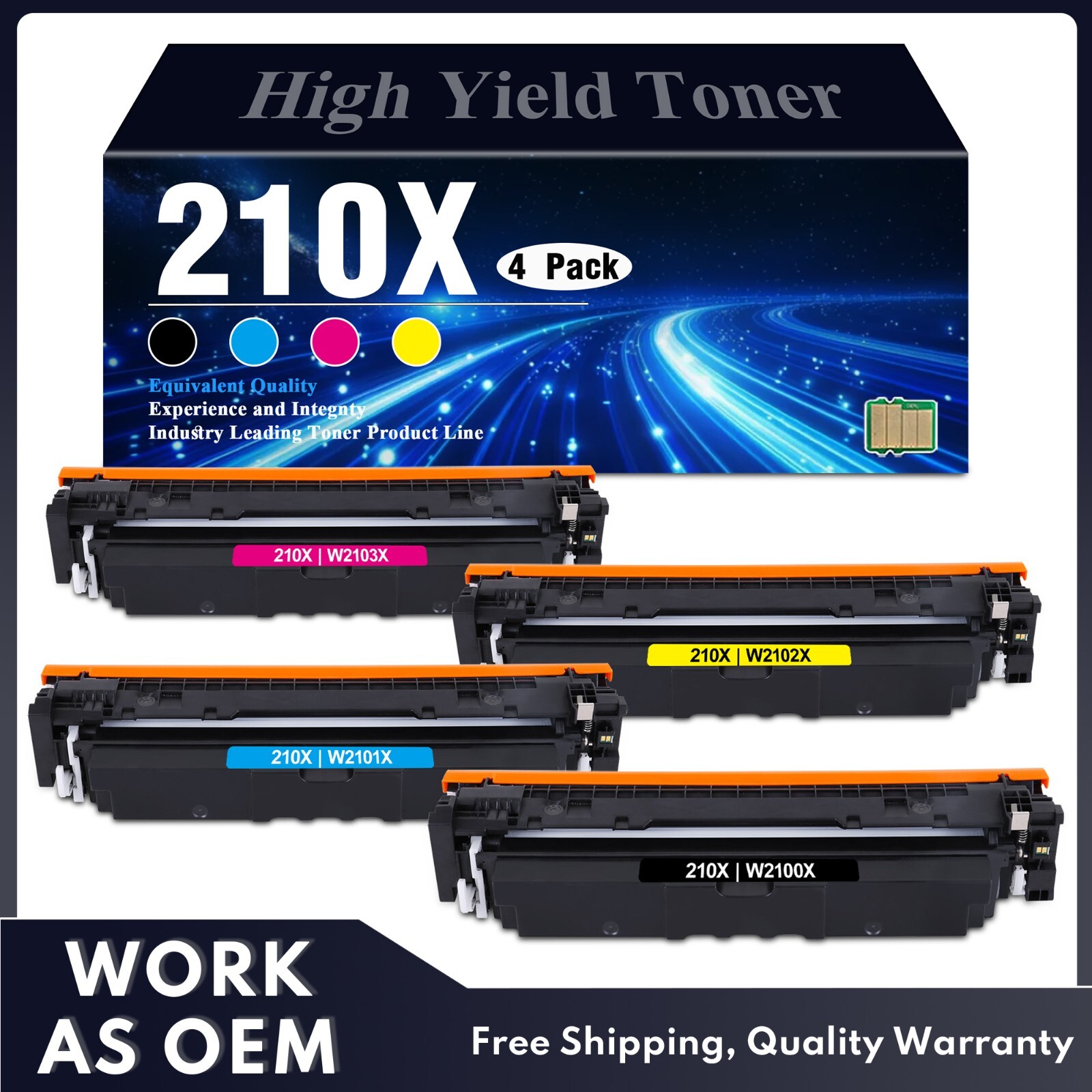 210X W2100X High Yield Toner (with Chip) for HP 210X LaserJet Color Pro 4201dw