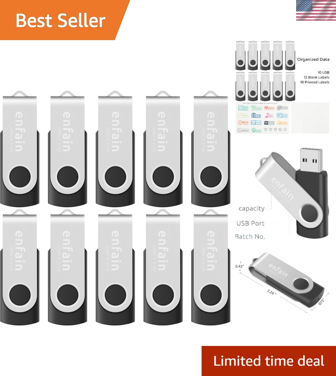 High-Speed 32GB USB 3.0 Flash Drive Set - 10 Durable Drives for Home & Office