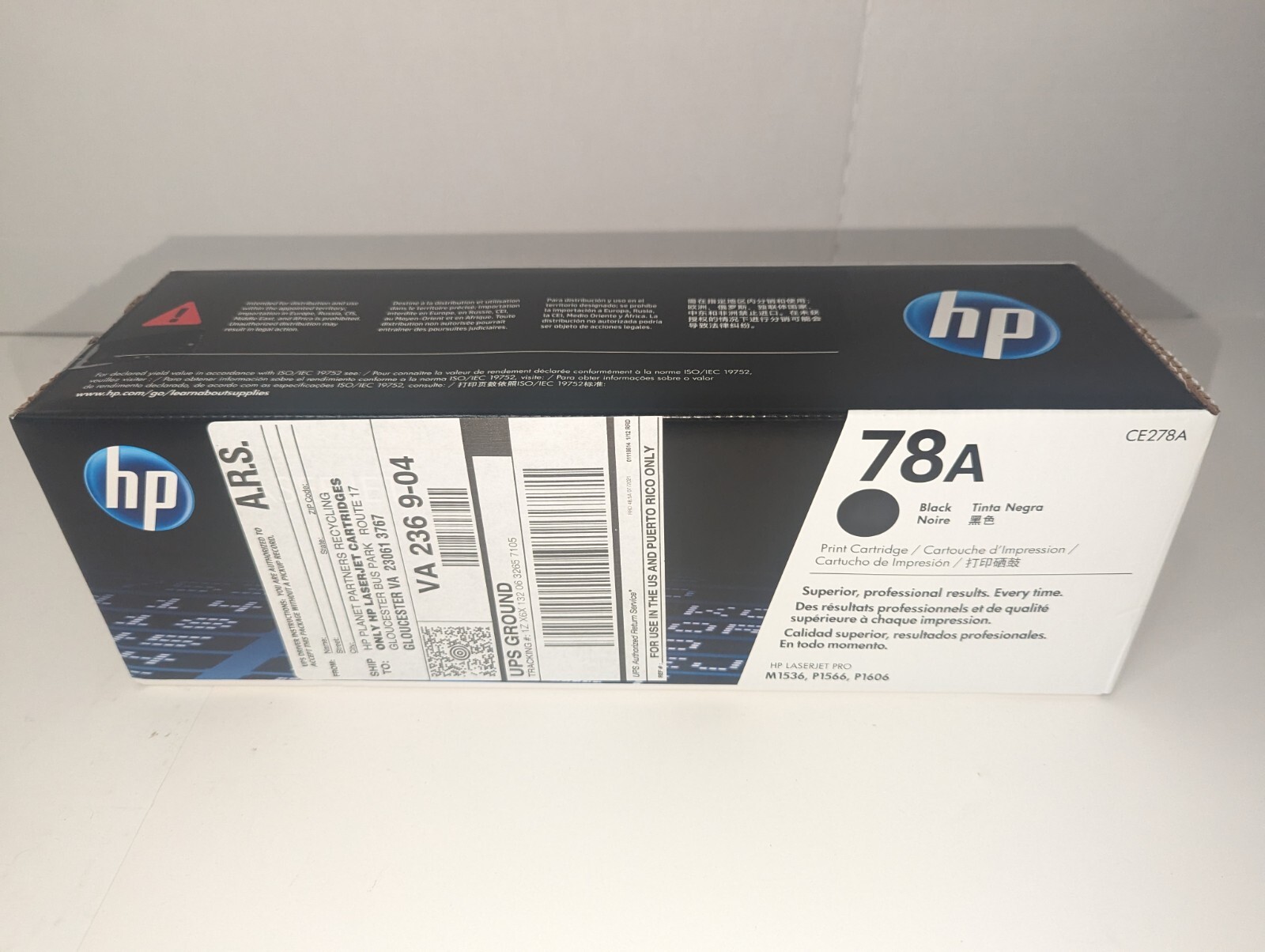 HP LaserJet CE278A Black Printer Cartridge 78A - Empty