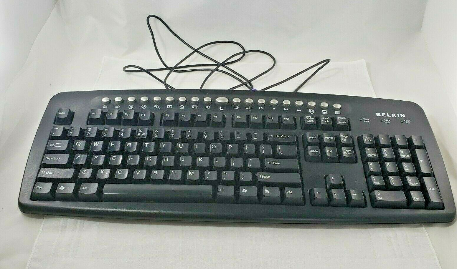 Keyboard Belkin Computer Black F8E837-PS2 Wired English Multi Media Internet