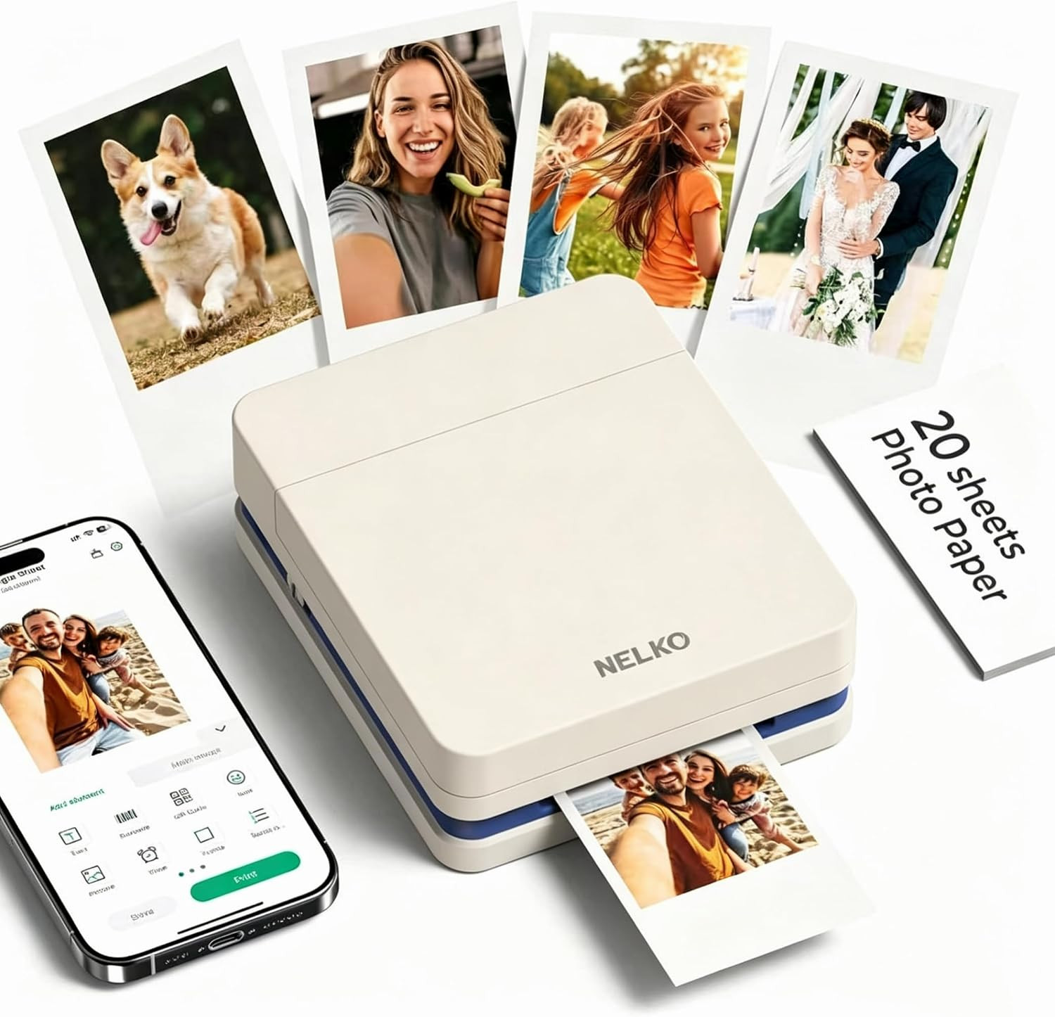 PP01 Instant Smartphone Photo Printer, Portable Mini Color Wireless Mobile Print