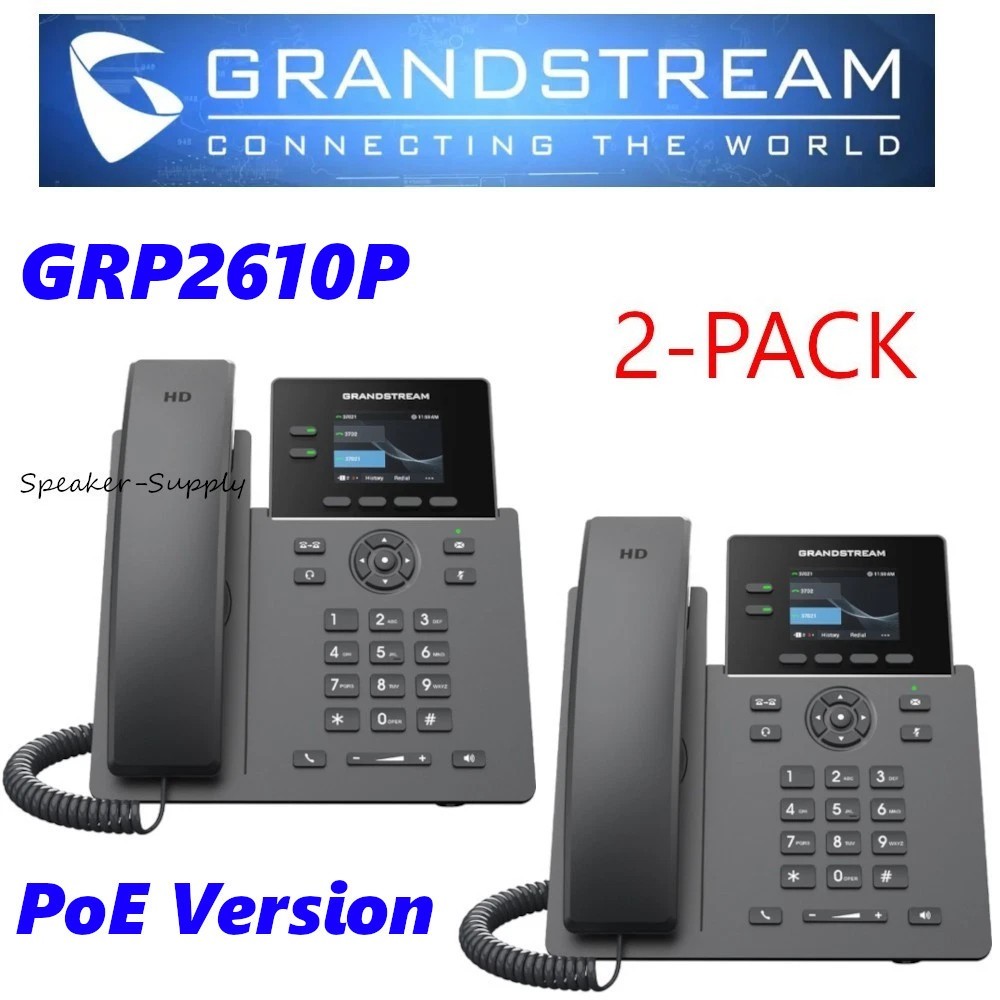 2 Grandstream GRP2610P 2-Line 2 SIP Office Phone PoE Version GS-GRP2610P