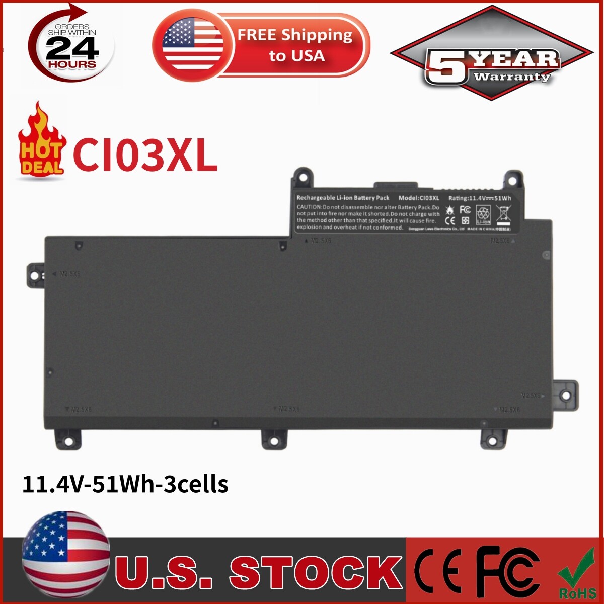 Lot 10 CI03XL Battery For HP ProBook 640 650 645 655 G2 G3 HSTNN-UB6Q 801554-001