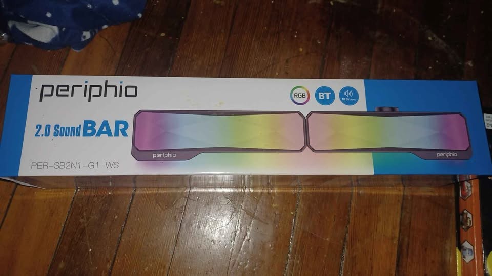 BLACK - PERIPHIO RGB 2.0 SOUNDBAR WITH 7 RGB MODES, AND BLUETOOTH OR AUX