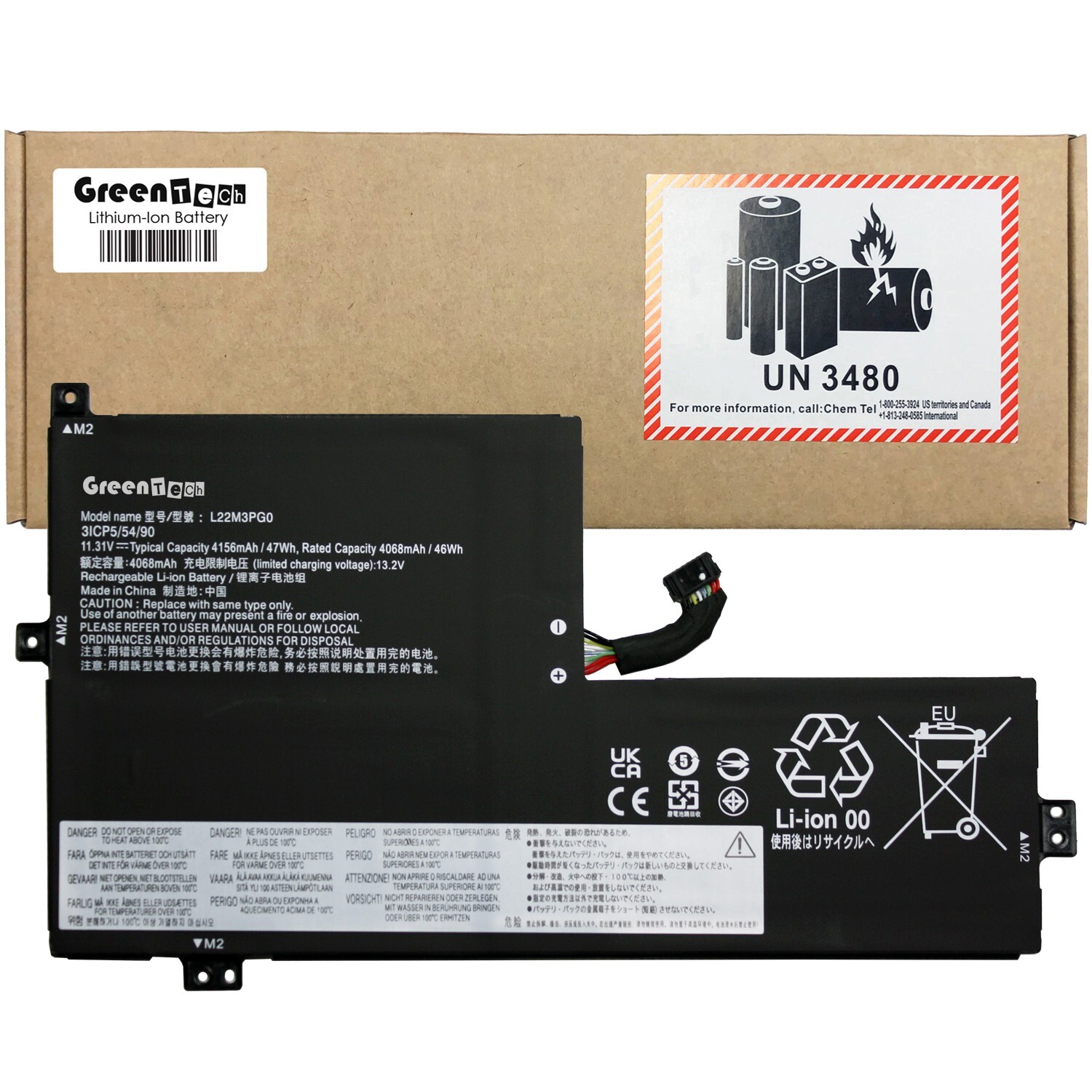 GREENTECH L22M3PG0 5B11K08432 BATTERY FOR CHROMEBOOK 100E GEN 4 47WH L22X3PG0