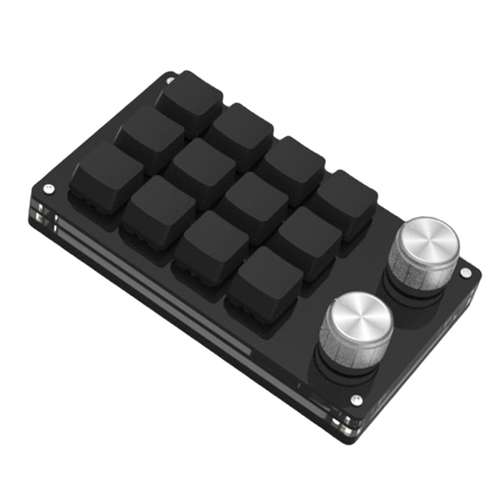 1x Mini 12-Key Keyboard Programmable USB Mechanical Keyboard w/2 Knobs Portable