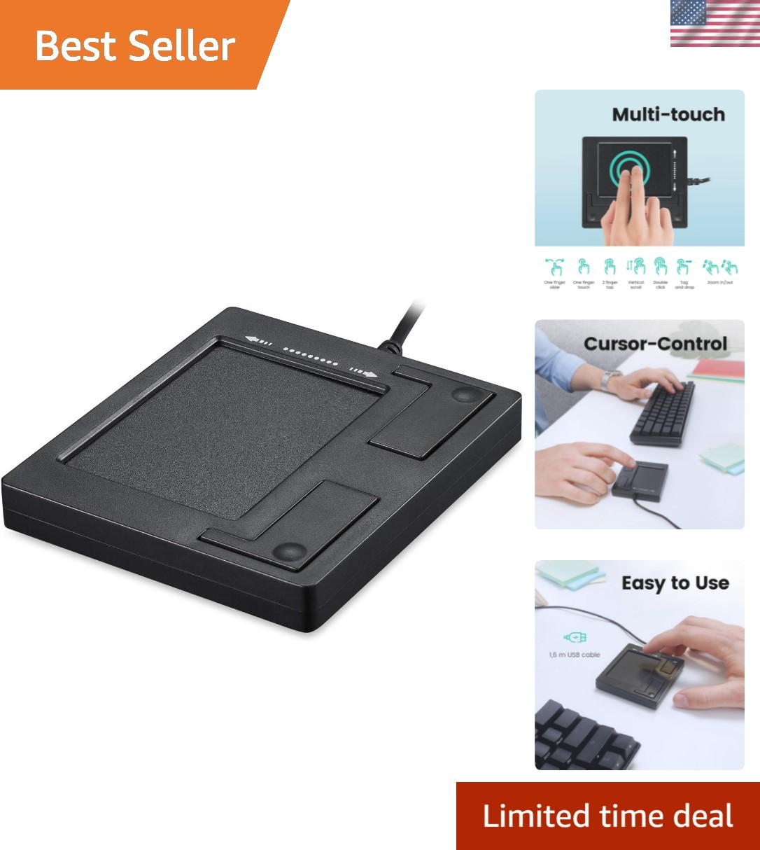 PERIPAD-501 Wired USB Touchpad, Portable Trackpad for Laptop and Desktop User...