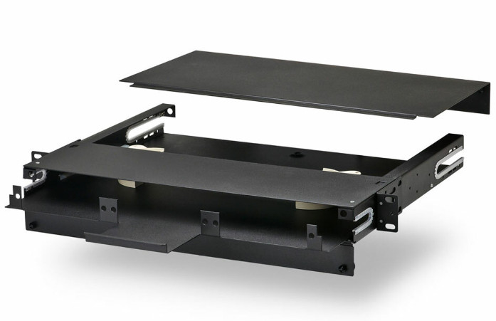Fiber Optic 1RU Rack Mount Patch Panel Enclosure LIU Holds 3 LGX Adapter Plates