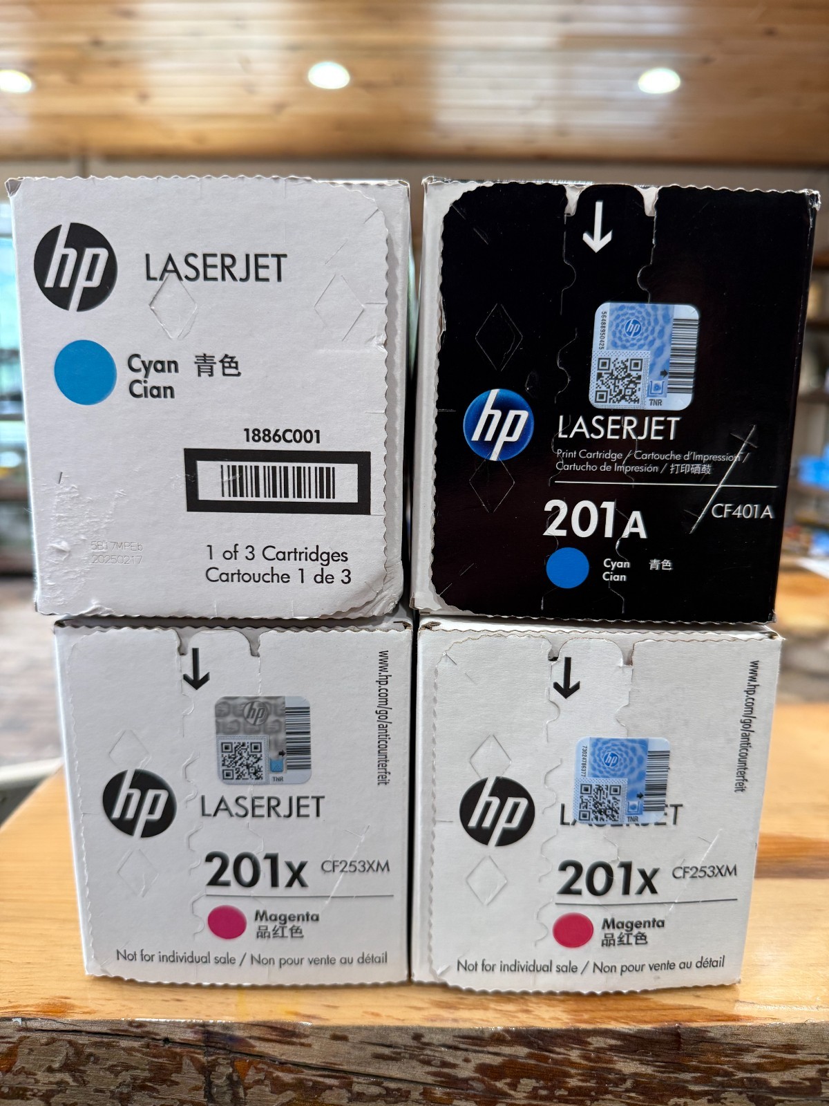 Genuine HP 201A Cyan (x2) + 201X High Yield Magenta (x2) Toner Lot