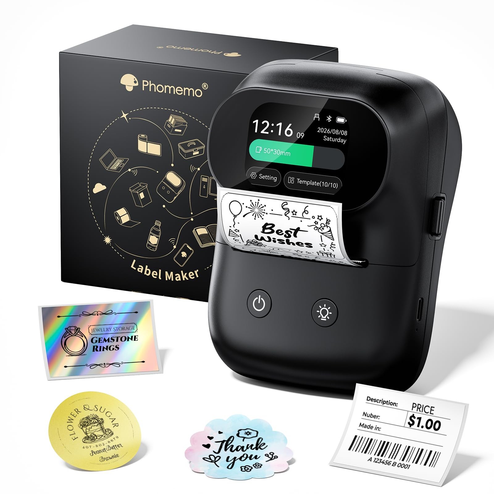 Phomemo M20Pro Label Maker with Touch Screen, Label Printer Auto-Detection