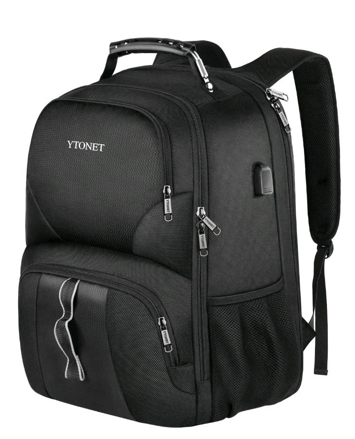 YTONET TSA FRIENDLY BLACK LAPTOP USB PORT BACKPACK NWTS 