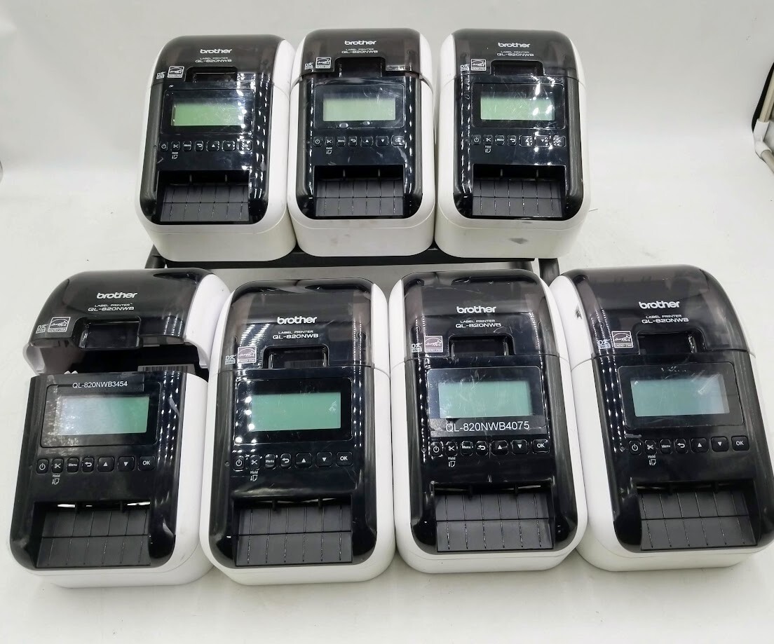 LOT OF 7 Brother QL-820NWB Direct Thermal Label Printer