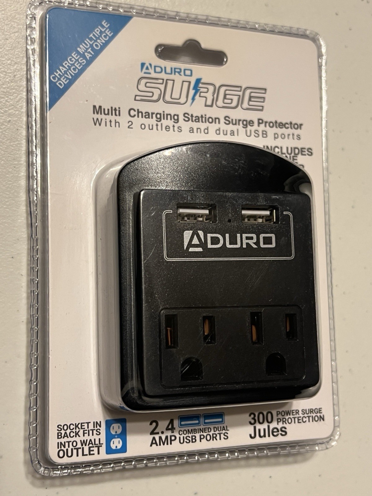 ADuro Surge Multi Charging Station Surge Protection 2 Outlets And Daul USB Ports