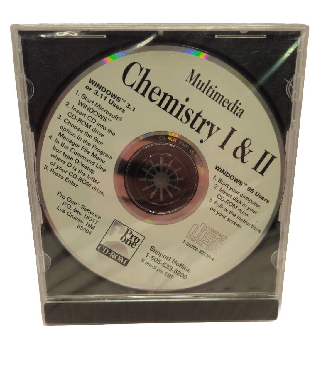 1 Pro One Multimedia Chemistry 1 & 2 Pc CDROM new sealed windows 3 3.11 95 VTG
