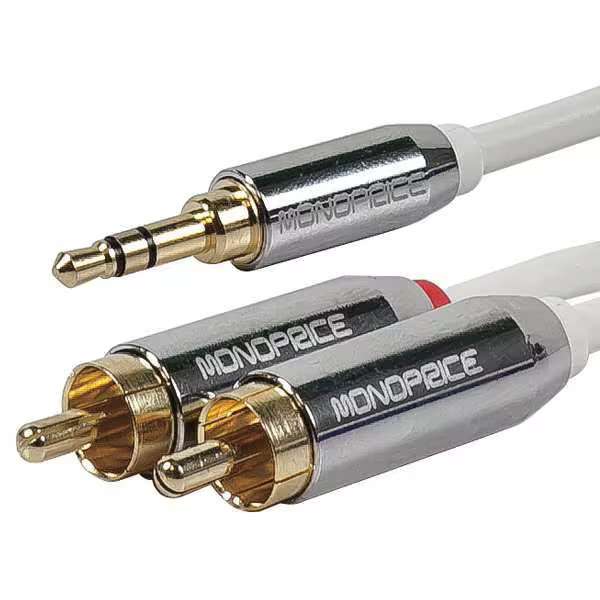 Monoprice Audio Cable,3.5mm,RCA,M/M,10 Ft 9301 Monoprice 9301 844660093015 White