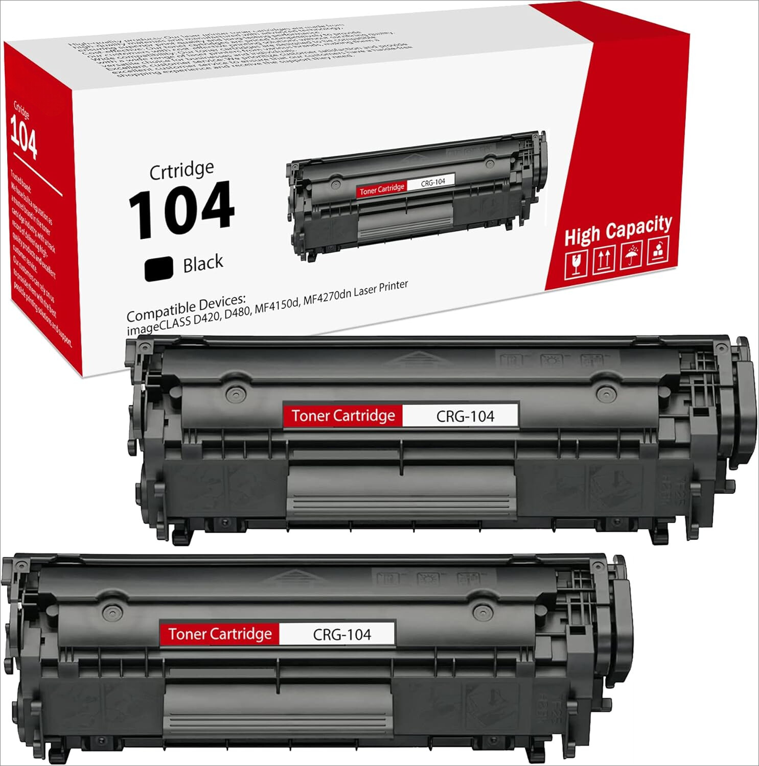 2PK For Canon 104 FX9 FX10 Toner Cartridge ImageClass MF4150 MF4350D D420 D480