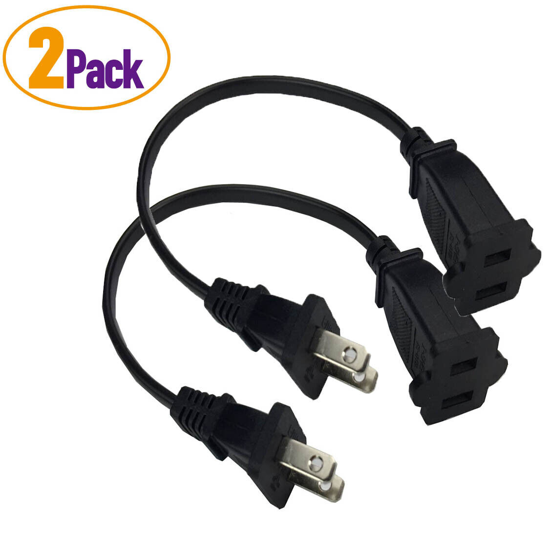 Power Extension cable Short US 2-Prong Power Extension cord US Outlet Saver 1ft