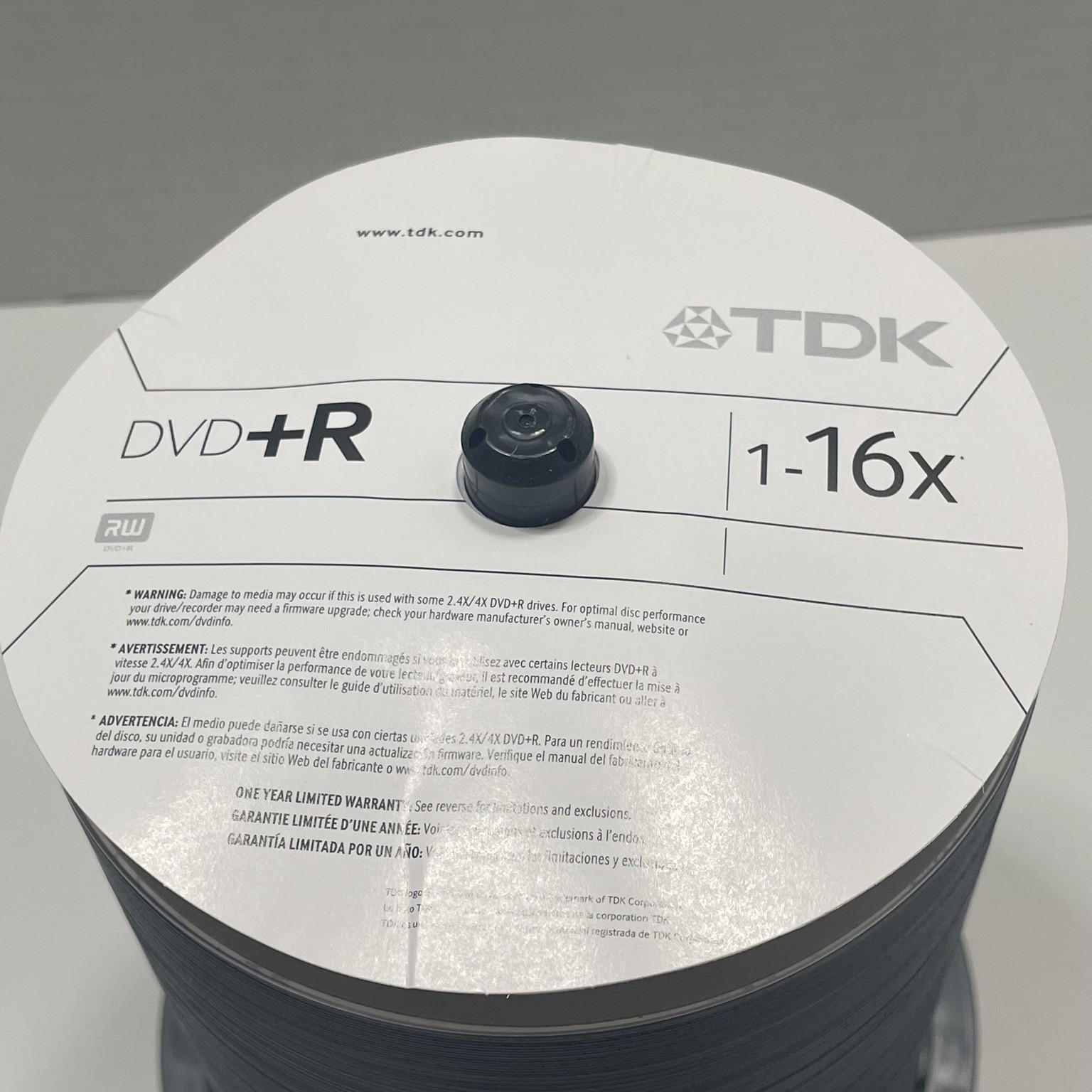 TDK DVD+R 100 Pack Spindle 1-16x 4.7GB Blank Recordable Discs  Open Box